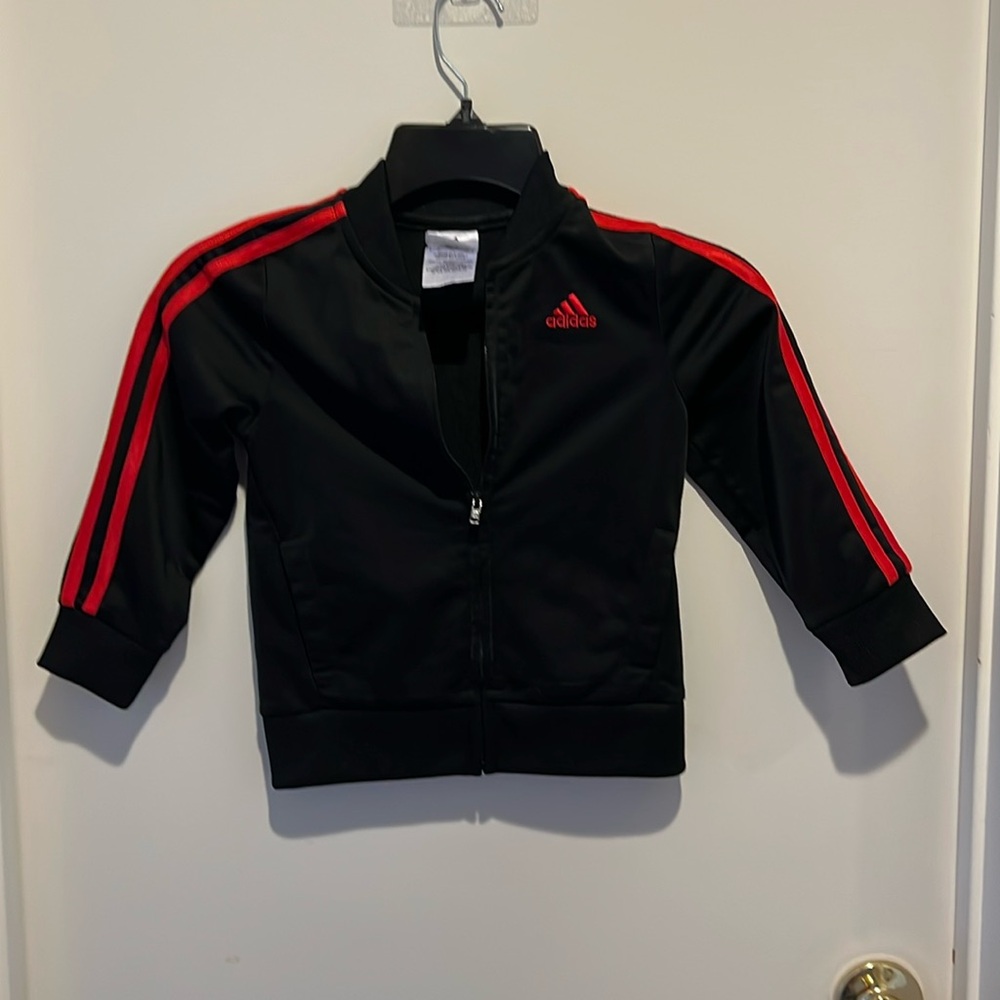 Adidas track suit 4T. Black with red stripes